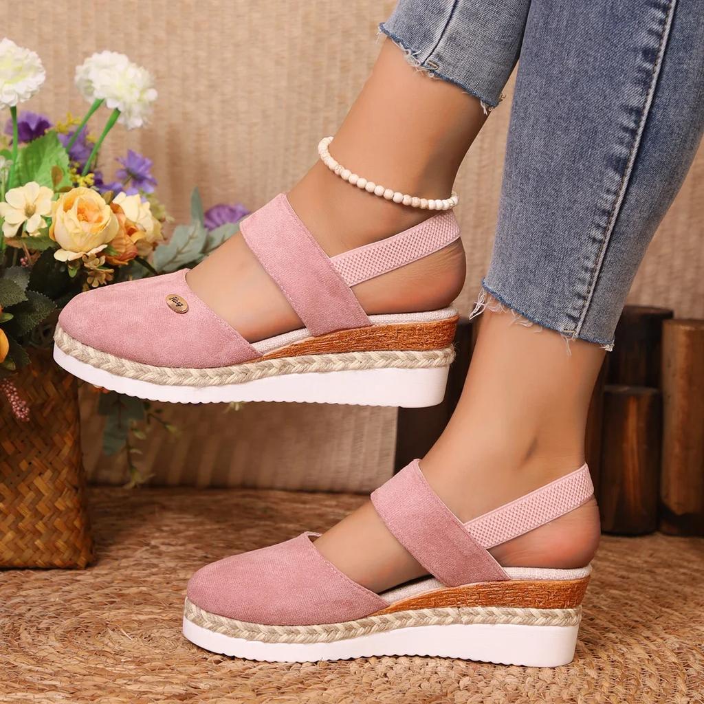 Fashion Women Closed Toe Wedge Sandals Women Summer Buckle Strap Gladiator Shoes Woman Fashion Espadrilles Platform Sandalias Mujer