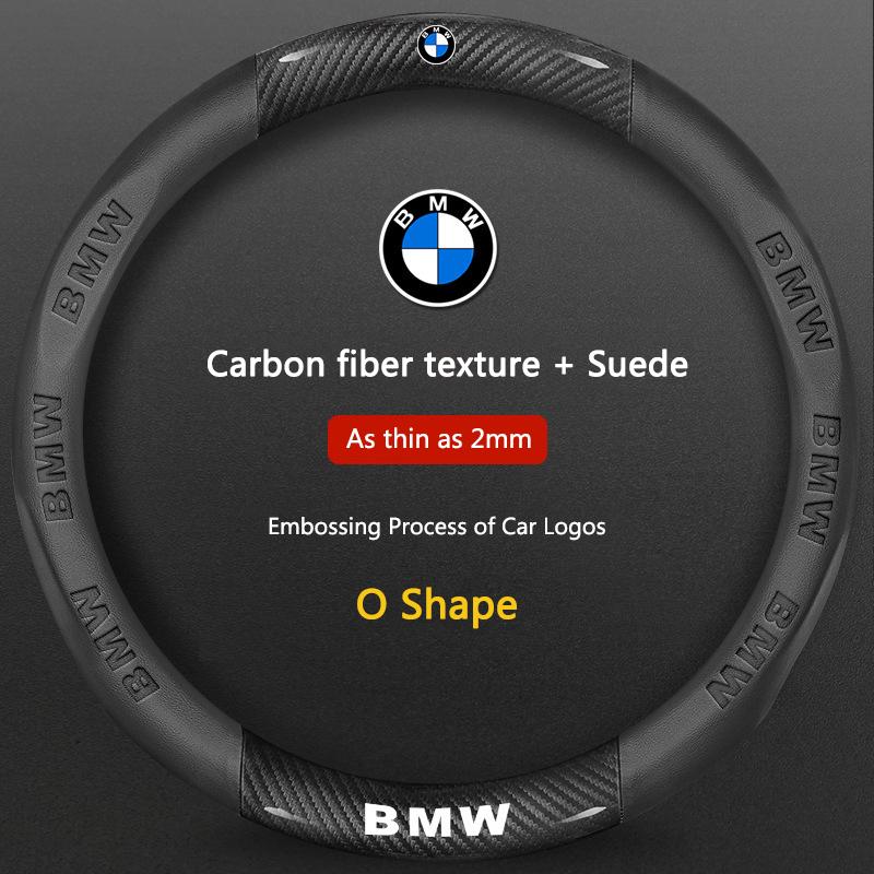 BBKZ6 Car Anti-Slip Carbon Fiber Texture+Suede Type Car Steering Wheel Cover For BMW M X1 X2 X3 X4 X5 X7 E36 E39 E46 E60 E70 E87 E90