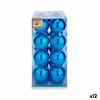 Boules De Noël - Lot De 12 - Plastique - Bleu - 8 Cm