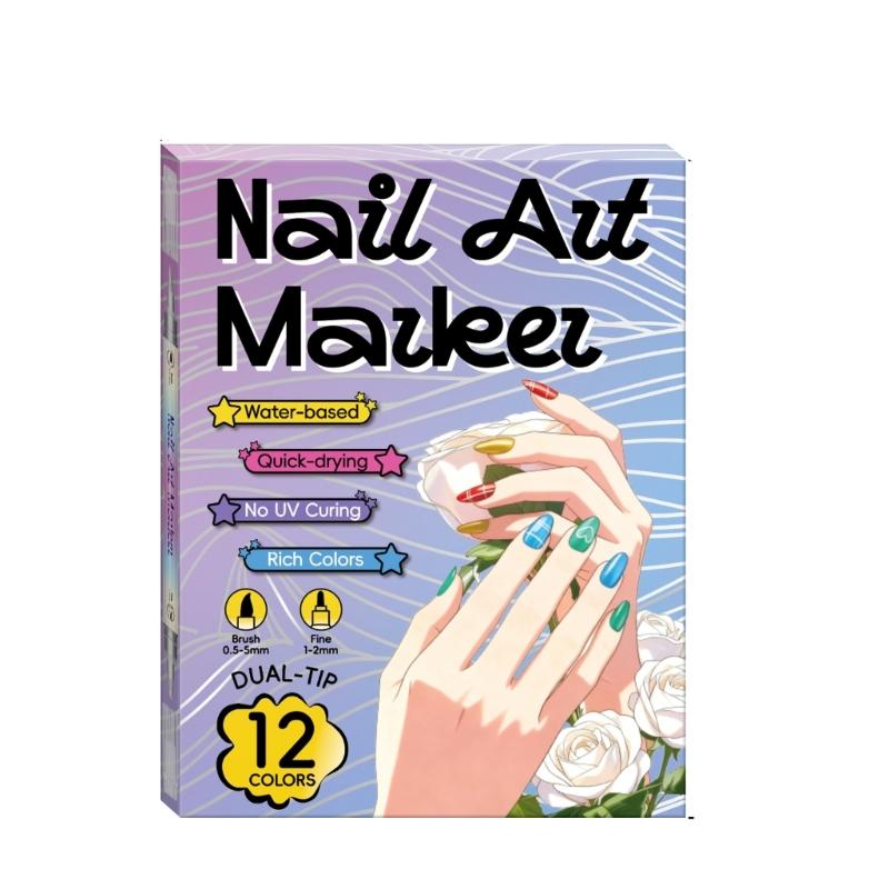 Waterproof Nail Art Pen 12/24 Color Nail Art Marker Quick Drying Pen DIY Nails Art Portable Art Tools for Home Salon