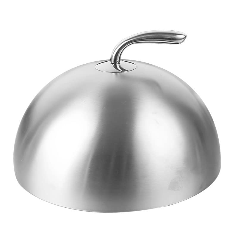 Desirable Steak and Okonomiyaki Cover, Stainless Steel Dome-Shaped Round Teppanyaki Dome Dish Lid, Can Also Be Used as a Table Cover (24cm)