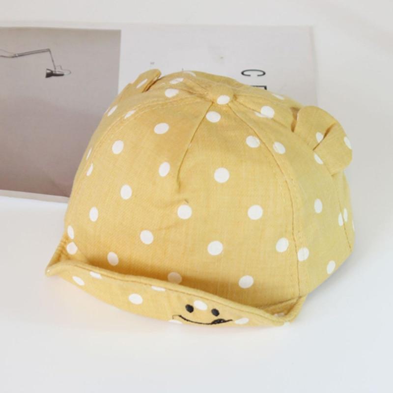 Детские шапки, летние детские хлопковые кепки для малышей, милая шляпа в горошек для девочек и мальчиков, детские бейсболки с милыми ушками, мягкая шляпа от солнца для младенцев