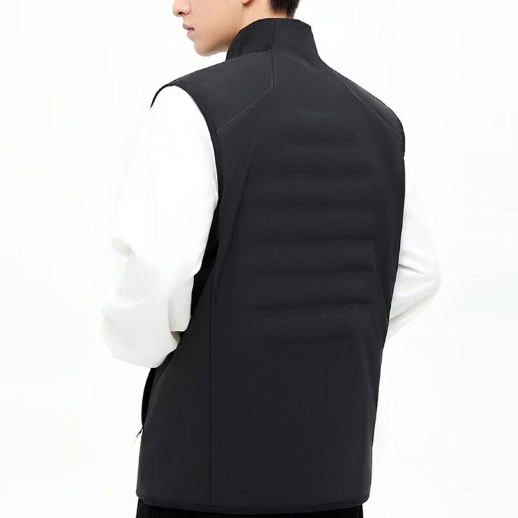 Anta Running Series Solid Color Zipper Stand Collar Sleeveless Thickened Down Vest Men Vests Basic-Black 152345901-3