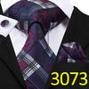 Hi-Tie Plaids&Checks Necktie Handkerchief Cufflinks Set Tartan Necktie for Business Party
