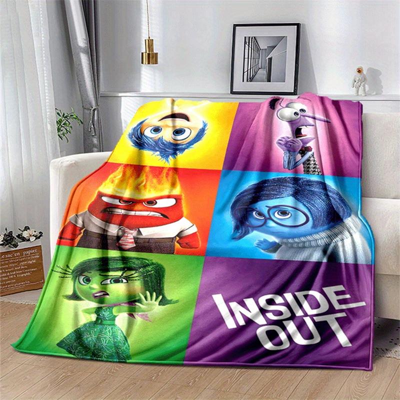 1pc Inside Out Print Blanket, Cute Cartoon Design, Living Room Home Decoration Sofa Travel Soft and Cozy