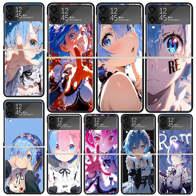 Чехлы для Samsung Galaxy Z Flip 4 5 6 7 3 Z Flip7 Flip6 Flip4 Flip5 Flip3 5G с принтом R-Rem из аниме Re Zero, Жесткие противоударные Fundas