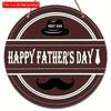 2d Flat 20*20cm Vintage "Happy Father'S Day" Wooden Sign - Round Wall Decor with Beard & Top Hat Design, Perfect for Home, Office, or Party Ideal Gift