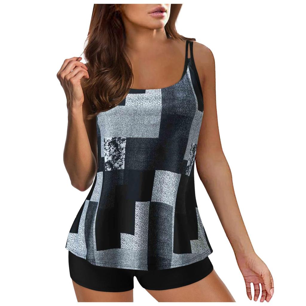 Женский раздельный модный напечатанный большой размер плоский костюм сексуальный с подкладкой на груди без стального бюстгальтера купальник