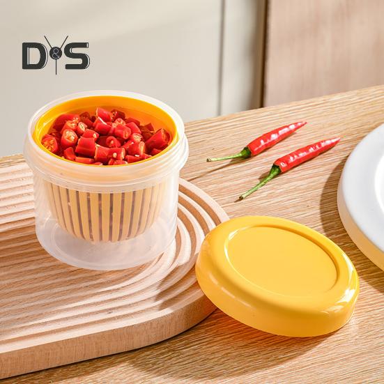 Прозрачный контейнер для лука, имбиря, чеснока с крышкой, дренажный слой, прочный герметичный ящик для хранения продуктов, кухонные принадлежности