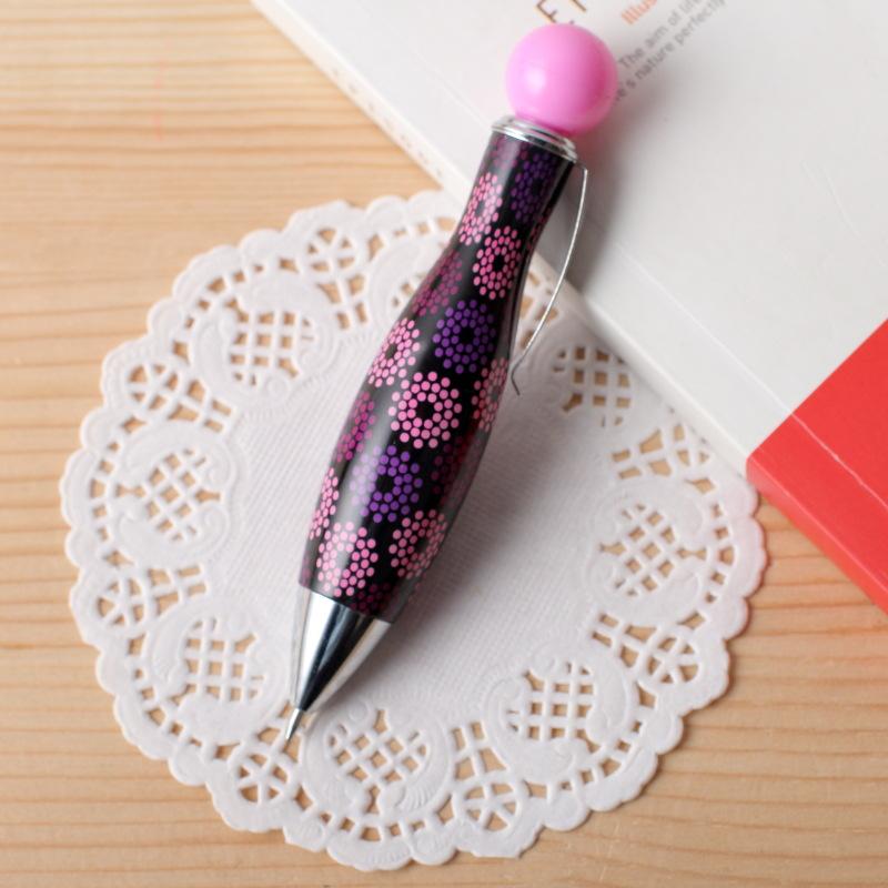 Короткая ручка в форме мини-боулинга, элегантная, с принтом в виде точек и цветов, в стиле бохо, шариковая ручка для школы, офисные принадлежности