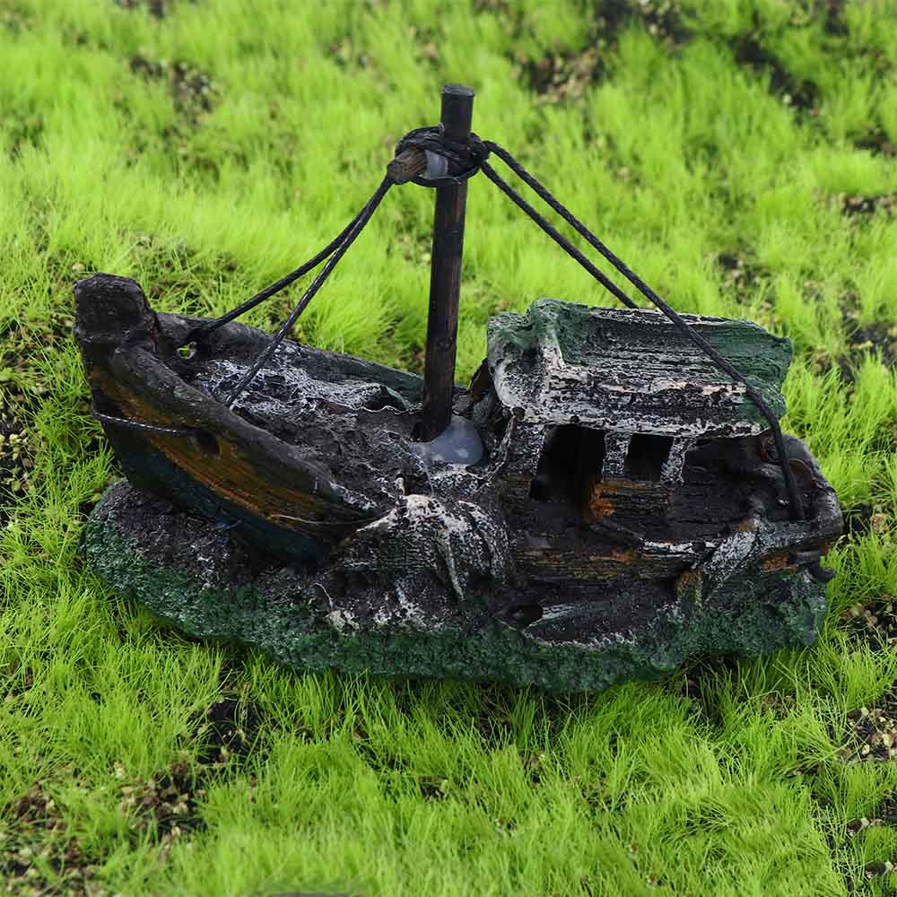 Аквариум Декорации Рыбный Ландшафт Подводная лодка Украшения Ландшафтные Аксессуары Затонувший Корабль