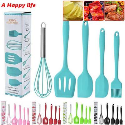 5 шт./1 комплект, термостойкие инструменты для выпечки, ручка из нержавеющей стали, силиконовая кухонная утварь, антипригарная сковорода, лопатка, кухонный инструмент для выпечки