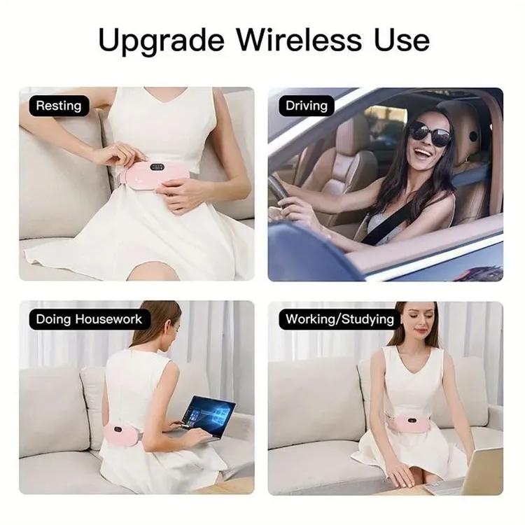 Электрический многоразовый массажер с подогревом для менструальной боли в пояснице, пояс для боли в животе, менструации и колик