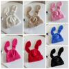 Knitted Rabbit Ear Hats Solid Color Plush Skull Cap Lovely Women Beanie Hat  Girl