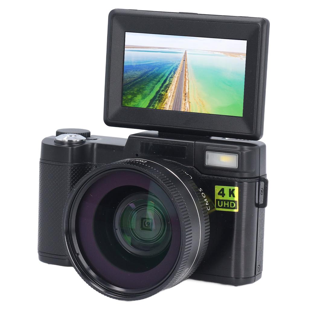 4K Digital Camera Face Detection Autofocus Anti Shake 48MP Vlogging Camera with 32G Card 3in 180 Degree Flip Screen