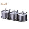 1/2/3Pcs Seasoning Jar Stainless Steel Sugar Container with Glass Lid And Spoon Kitchen Countertop Coffee Bar Sugar Bowl for Salt Spices Honey
