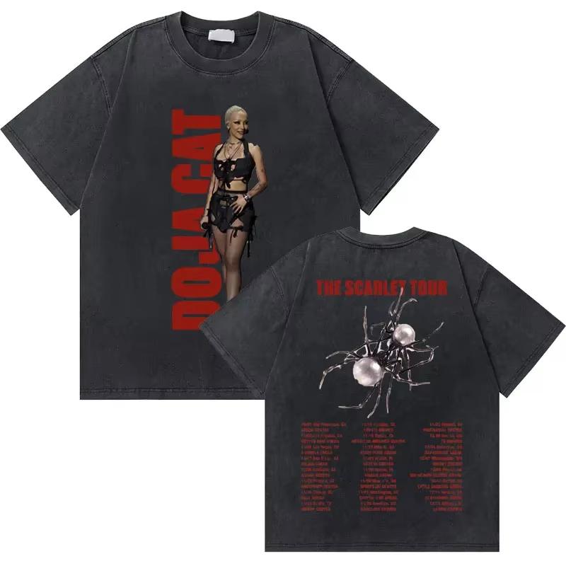 Винтажная стираная футболка Doja Cat Ma Vie World Tour Мужская Женская Одежда Модные Футболки Повседневная Хлопковая Футболка Топы