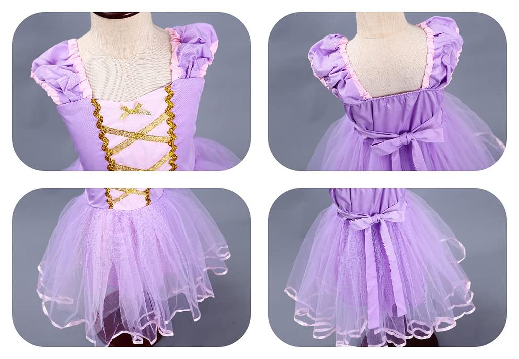 Princess Dress for Kids Cosplay Costume Luxury Set Purple Ribbon Heart Magic Original 90cm NT5329A [CREDIBLE] 5-Piece - (Princess Dress, Gloves,