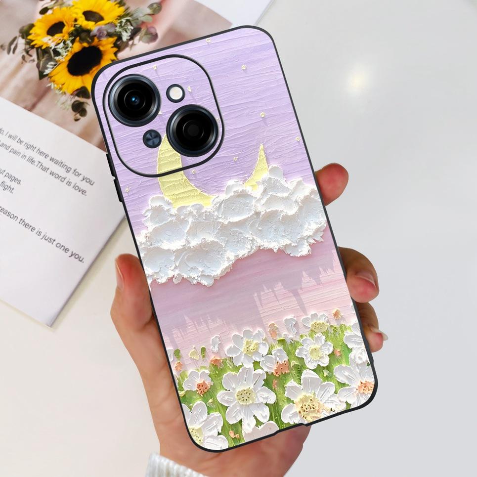 Цветок Бабочка Женская Модная Задняя Крышка Для Tecno Spark GO 1 Spark GO 2025 Чехол Для Телефона Черный Матовый Мягкий ТПУ Силикон