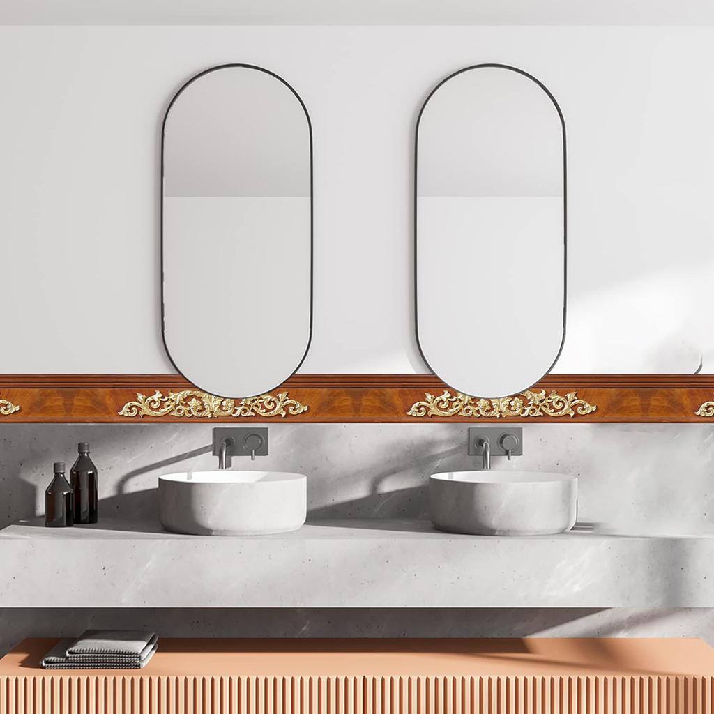 240cm Length Luxury Skirting Corner Wall Sticker Bathroom Office Glass Waist Line Home Decor Waterproof Floor Waveguide Art Wallpaper