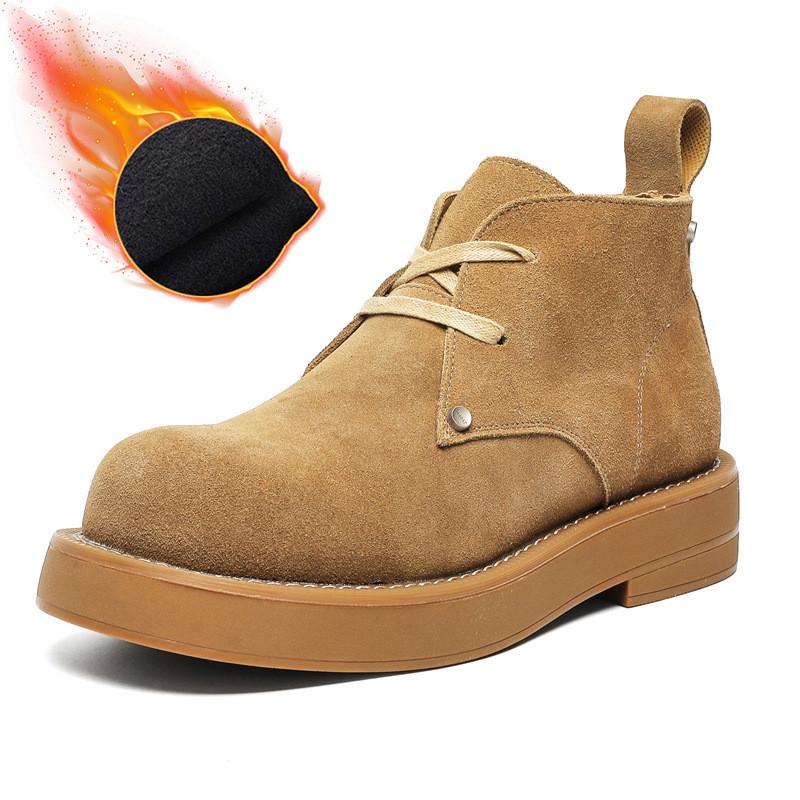 Мужские повседневные ботинки из коровьей замши в британском стиле, осенне-зимняя обувь, ковбойские ботинки на платформе, для вечеринки, банкета, платья, ботильоны мужские