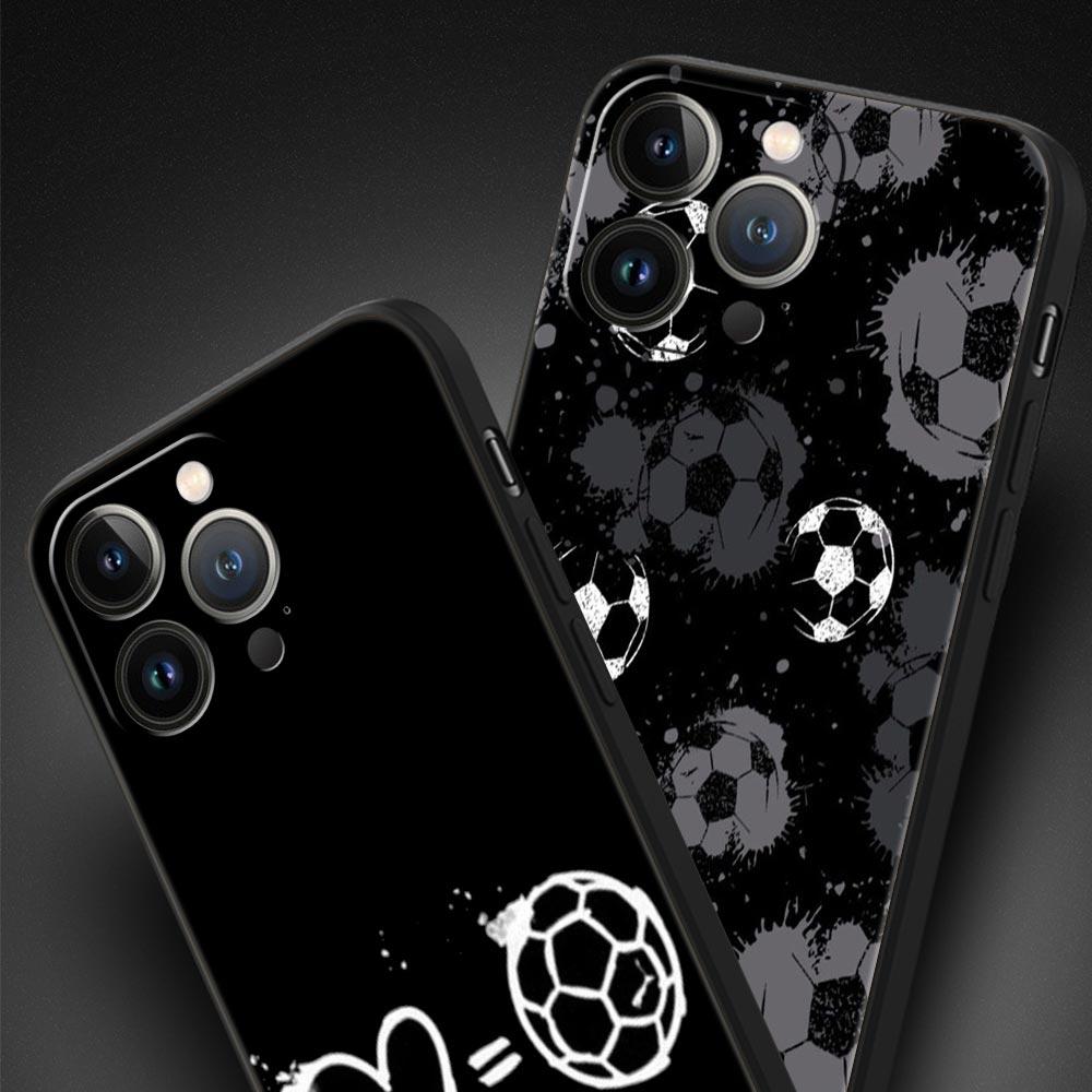 Чехол для iPhone 17 16e 15 14 13 12 11 Pro Max SE 7 8 Plus Чехол iPhone 16 Мягкая TPU Крышка Футбол Сердцебиение