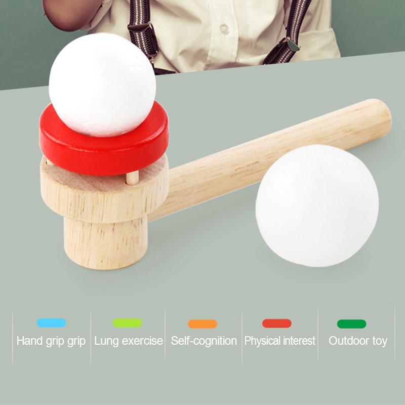 Wooden Suspension Ball Blower Children'S Puzzle Parent-Child Games Training Lung Capacity Toys Floating Blow Pipe Balls Game