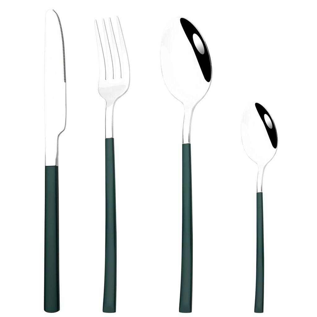 4Pcs Black Gold Cutlery Set Knives Fork Spoon Dinner Tableware Stainless Steel Dinnerware Party Kitchen Flatware Silverware Set