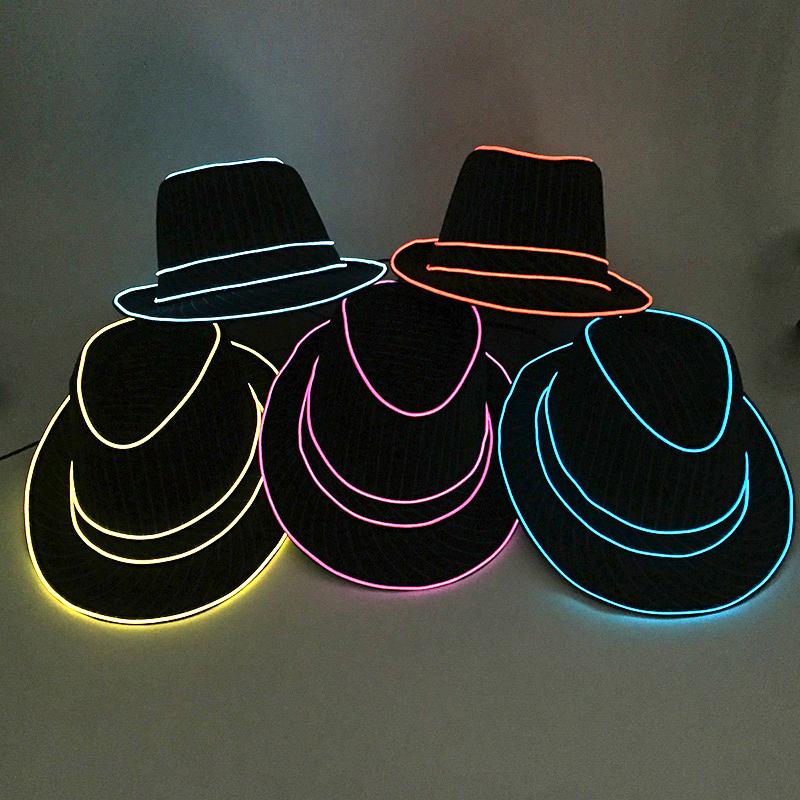10 Light Colors Bucket Hats Women Men Decorative Headgear Night Hats Caps Attractive Holiday Party Favors DIY EL Wire Hats