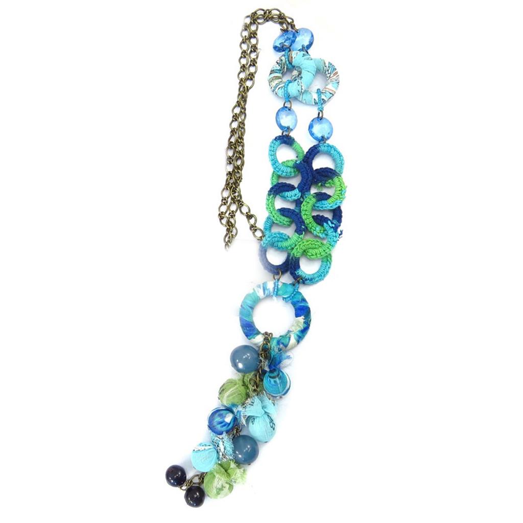Les Trésors De Lily [R3230] - Designer Necklace 'Liberty' Blue - 15x4 Cm
