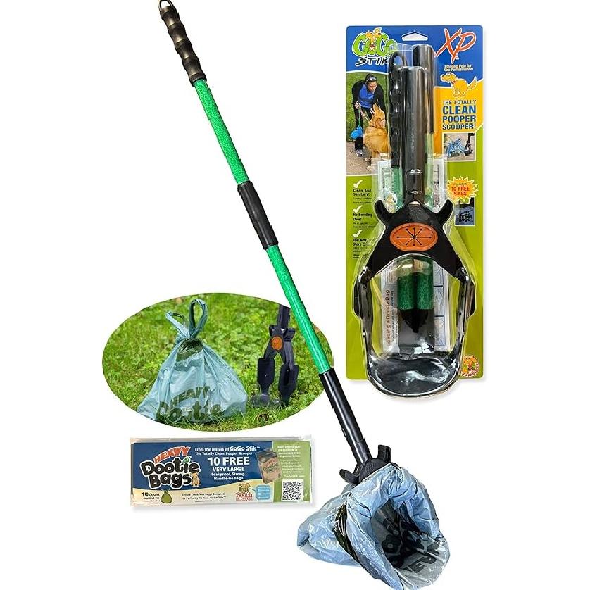 GoGo Stik XP Totally Clean Pooper Scooper. You and Tool Stay Clean. Use Store Bags or Heavy Dootie Bags. Scoop Until Bag Fills. On extreme