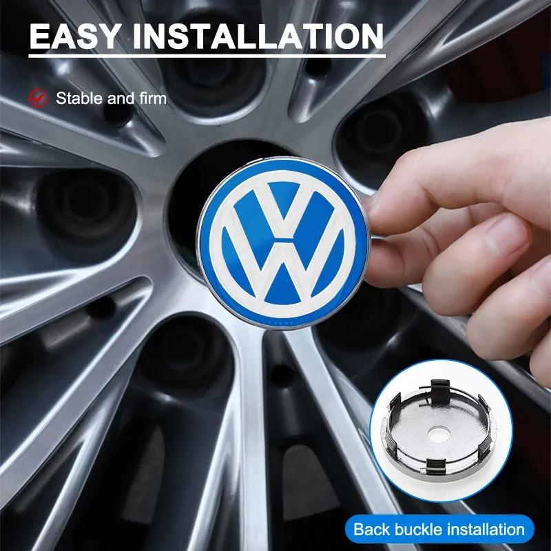 2026 For VW For 40pcs 60mm Car Wheel Center Hub Cap Sticker VW Golf GTI Bora ID.3 Tiguan Passat Rline Polo Touran EL1 g2