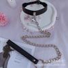 Секс-колокольчики Ошейник Кожаная Поводочная Цепь, Кольцо на Шею Черное Ожерелье Ожерелье Пара Флирт Горничная Стиль