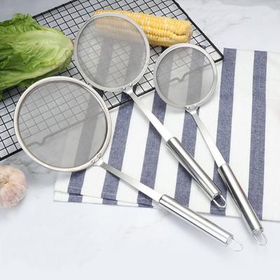 Ложка для скиммера с мелкой сеткой, профессиональная скиммер из нержавеющей стали 304, пищевая длинная ручка, можно мыть в посудомоечной машине