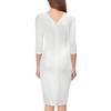 Women V-Neck Dress 3/4 Sleeves Pencil Midi Dress Solid Color Party Club Dress Elegant Office Business Dress