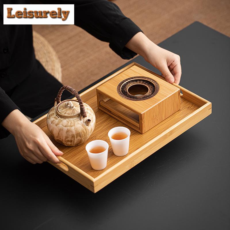 Zne Bamboo Teapot Warmer Роскошный чайник для заваривания чая с подогревателем свечей Набор Trivet Tea Veve Kettle Stand Поднос для подачи чая Аксессуары Орнамент