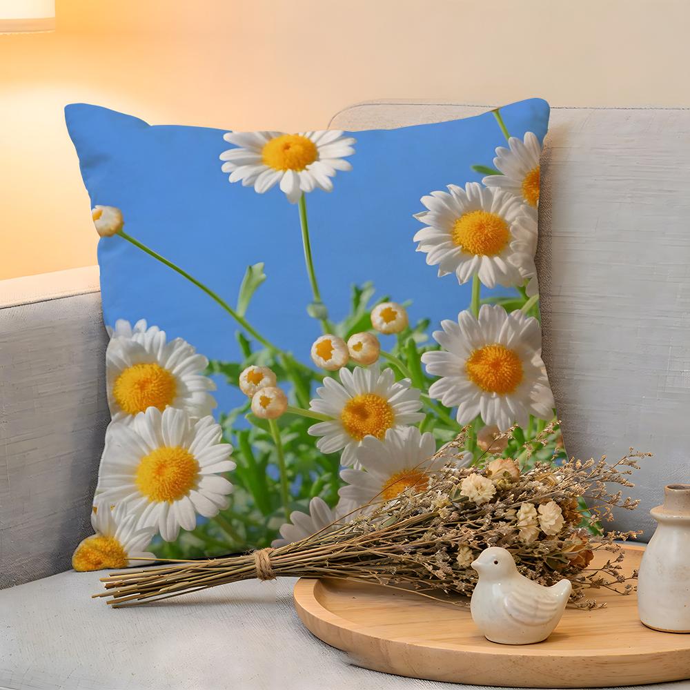 Cushion Cover Linen SkinFriendly Soft Decorative Case For Sofa Home Decor Fashion Daisy Pillow cover