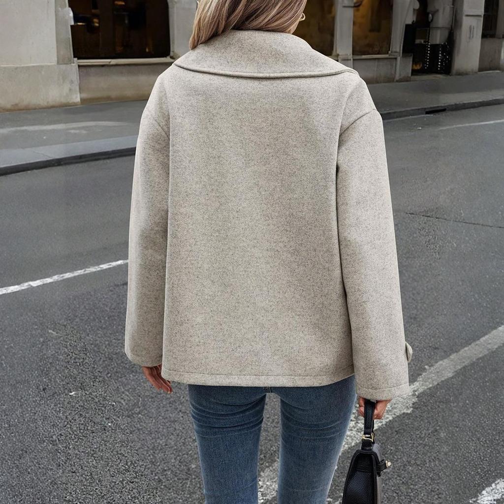 Женская повседневная шерстяная куртка в стиле стритвир с пиджачным воротником