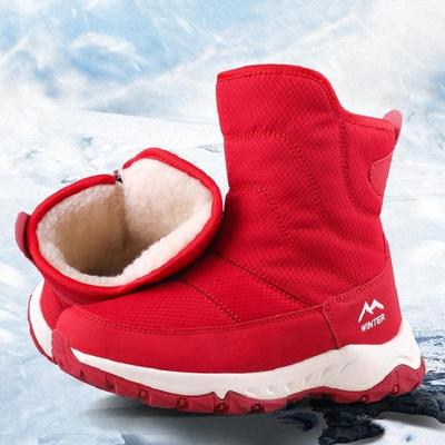 Утолщенные теплые нескользящие плюшевые хлопковые туфли, новые женские водонепроницаемые зимние ботинки на молнии