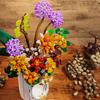 New Year Home Decor Artificial Flower Bouquet Building Blocks With Luminous Vase MOC Flowers Blocks DIY Kids Toys