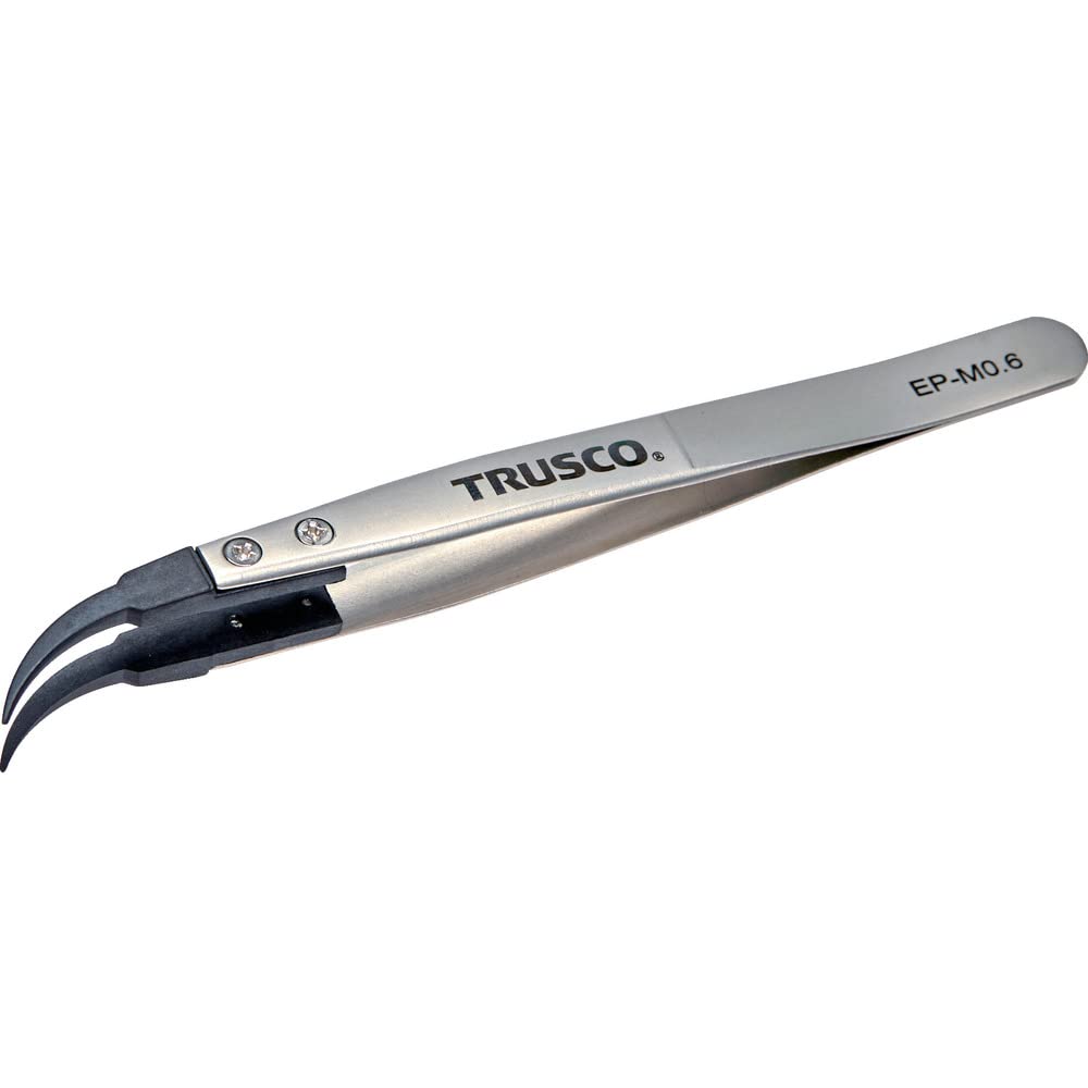TRUSCO ESD Tip Tip Tweezers, Curved, 0.6mm Width, EP-M0.6