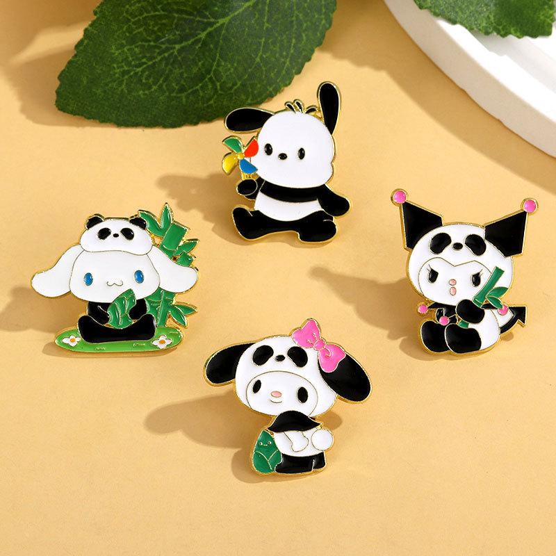 Sanrio Character Perimeter Cute Cartoon Cinnamoroll Kuromi Pochacco My Melody Zinc Alloy Brooch Enamel Badge Decorative Pin for Bag