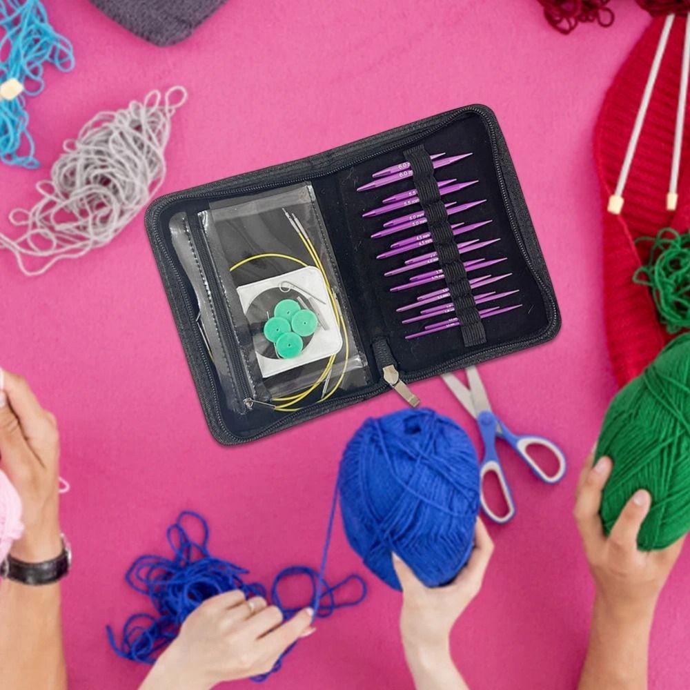 Набор гладких вязальных спиц Съемный чехол для крючков Инструменты для вязания
