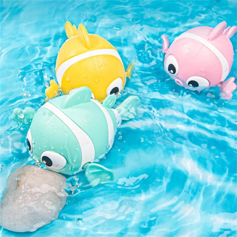Cute Clownfish Clockwork Wind-Up Children'S Bath Toys Toddlers Chain Swim Baby Bathe Toy Cute Animal Appease Water Toy Kids Gift