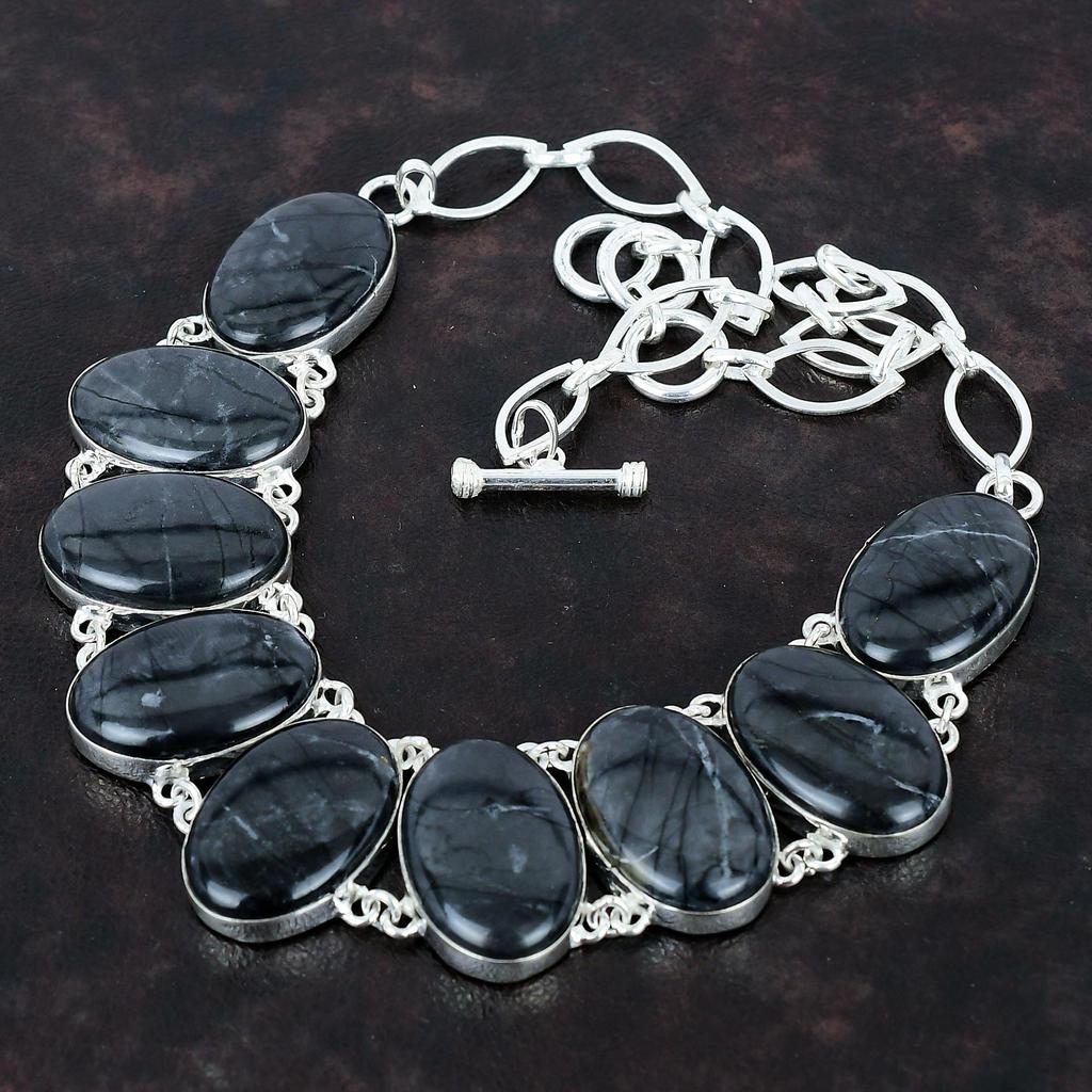 Picasso Jasper Necklace Handmade Gemstone Necklace 925 Sterling Silver Necklace Adjustable Chain Necklace Picasso Jasper Jewelry For Gifts