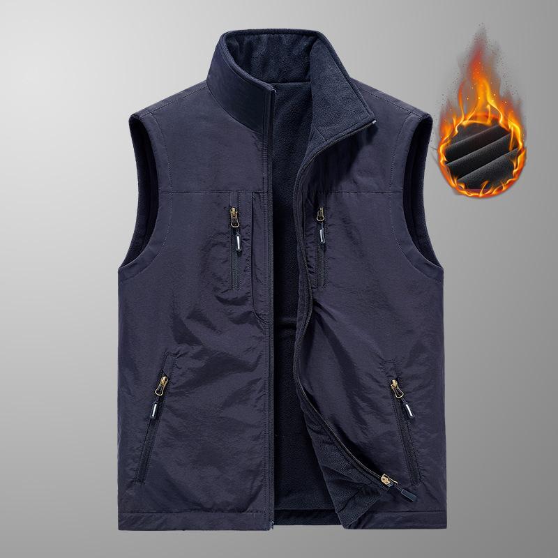 Double Sided Velvet Vest Outdoor Quick Drying Men's Thin Workwear with Shoulder Vest