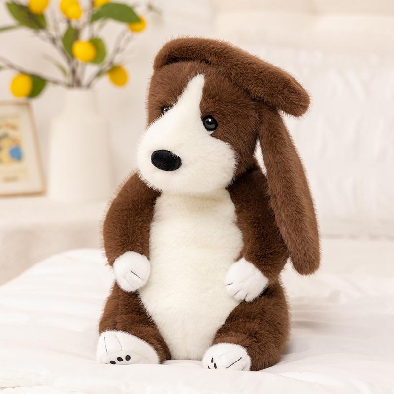 45Cm Rottweiler Dog Plush Toy Stuffed Black Brown Puppy Sitting Cartoon Animal Doll Like Real Plushie Sleeping Companion Gift