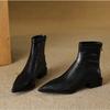 Модные остроносые эластичные тонкие ботинки женские 2025 осень-зима новые на толстом каблуке короткие ботинки женские ретро коричневые ботинки челси ботинки средней высоты