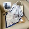 Small fresh and fashionable rose print square scarf sweet lady high temperament decorative scarf imitation silk square scarf