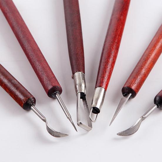 Набор инструментов для лепки из глины, 18 предметов, инструмент для резьбы по керамике с деревянными ручками, двухсторонние инструменты для резьбы по глине с сумкой для инструментов для любителей керамики